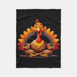 Kalkon Yoga Thanksgiving Day Rolig Mediterande Nam Fleecefilt