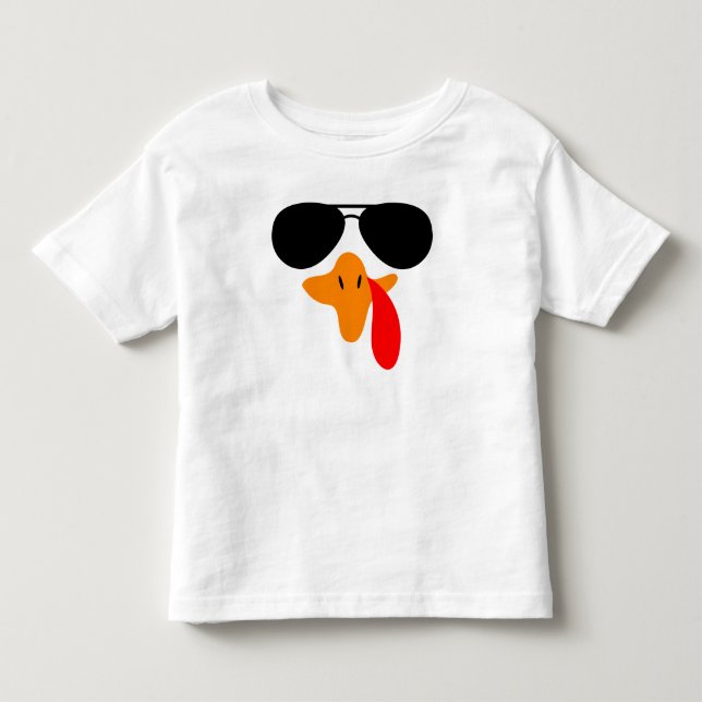 Kalkonansikte med solglasögon, Thanksgiving T Shirt (Framsida)