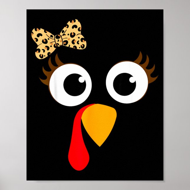 Kalkonansiktsflicka Leoparderbåge Thanksgiving-kos Poster (Framsidan)