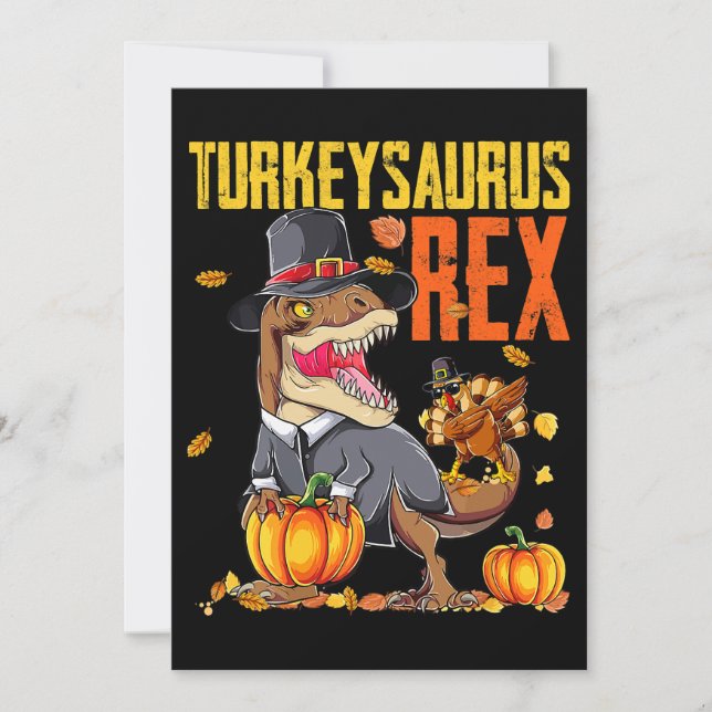 Kalkonasaurus Rex Dab Kalkon TRex Dinosaur Tacksäg Inbjudningar (Framsida)