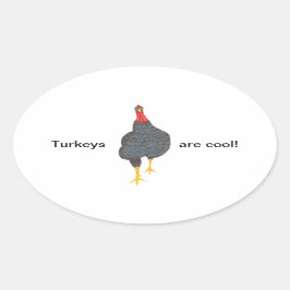 Kalkoner är coola, pointillism Oval Stickers Ovalt Klistermärke