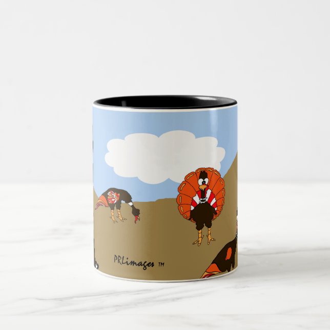 Kalkoner i höstmugg Två-Tonad mugg (Center)