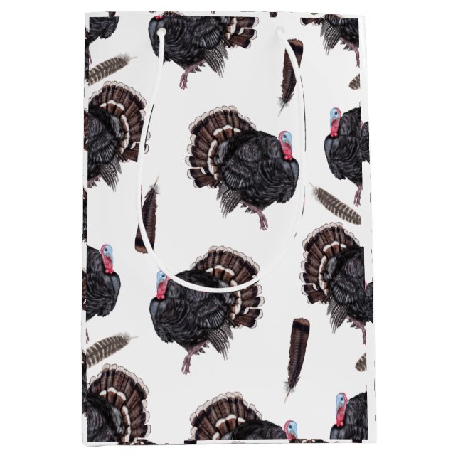 Kalkoner och fjädrar - Vit gift-säck (Framsidan)