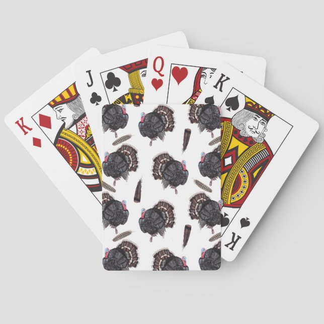 Kalkoner och fjädrar - Vitspaltkort Casinokort (Baksidan)
