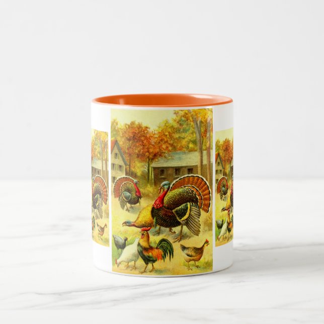 Kalkoner och kycklingar Två-Tonad mugg (Center)