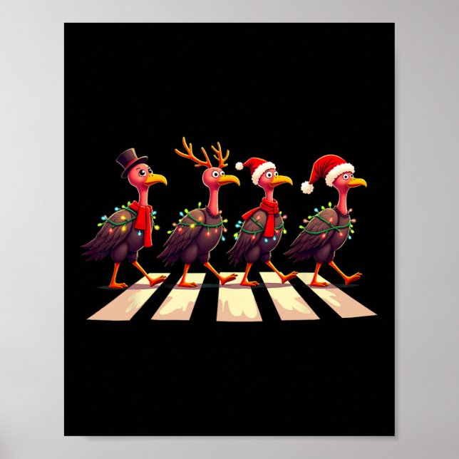 Kalkongam vänd över vägen Xmas  Poster (Framsidan)