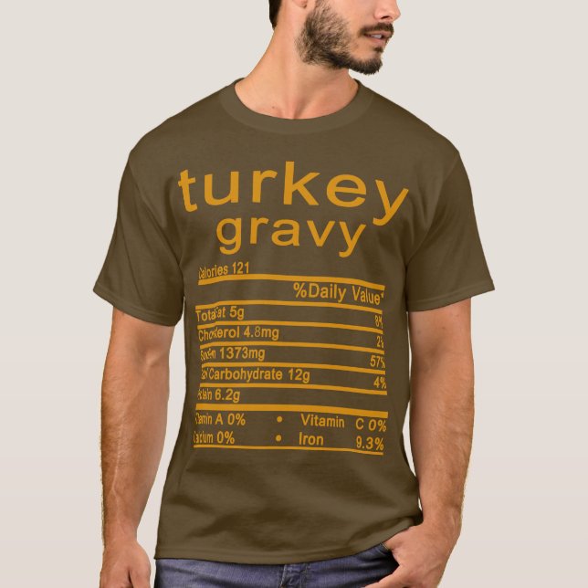 kalkongrus Nutrition Facts Funny Thanksgiving T Shirt (Framsida)