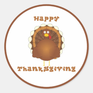 Kalkonklistermärken i happy thanksgiving tecknad runt klistermärke