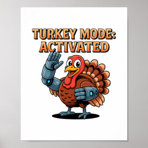 Kalkonläge Aktiverat Roligt Thanksgiving Robot Hum Poster
