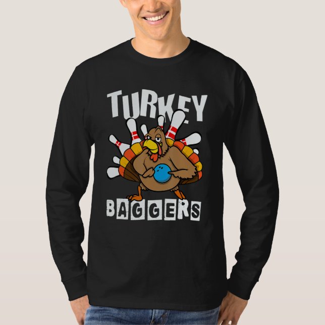 Kalkonpåsar Bowling  Glad Thanksgiving Day T Shirt (Framsida)
