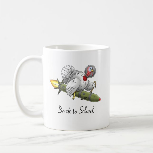 Kalkonraket Tillbaka Till Skolan Kaffemugg (Vänster)