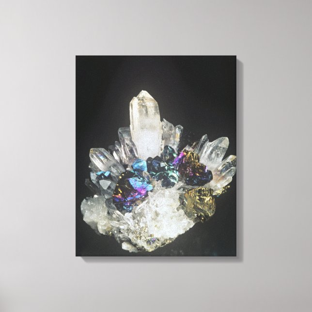 Kalkopyrit på Quartz, Rumänien Canvastryck (Framsida)