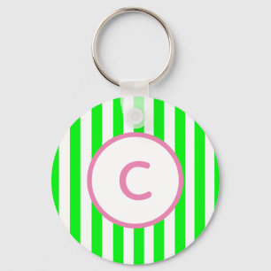 Kalkrandig nyckelring med monogram