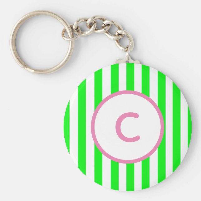 Kalkrandig nyckelring med monogram (Framsidan)