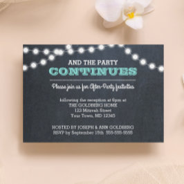 Kalkstensbelysta Teal Efterfest Inbjudningskort