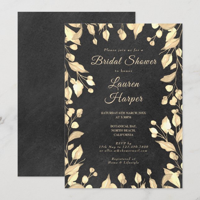 Kalkstenskräm Blommig Bröllopsfest Inbjudningar (Fram/baksida)