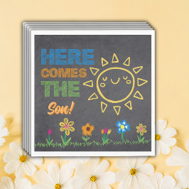 Kalktavlan här kommer barnskåran för son pappersservett