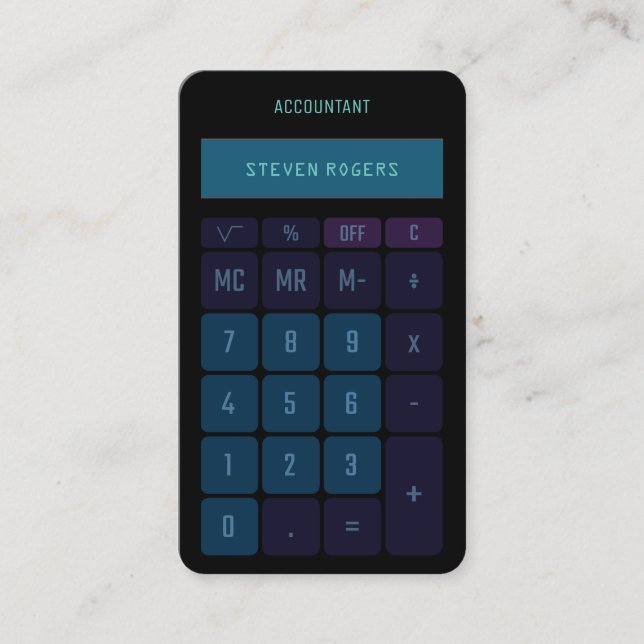 Kalkylatorns utseende visitkort (Framsida)