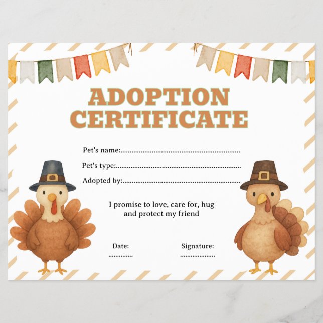 Kalkylbar adoptionshandling för husdjur för fylld  reklamblad (Framsidan)