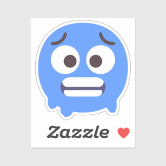 Kall Ansikte Cute Adsible Emoji Editable Färg Blue Klistermärken