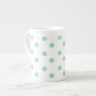Kall Aquapolka dots på vit Benporslin Mugg