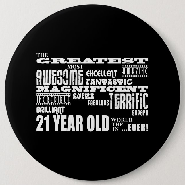 Kall årig födelsedagsfeststörsta 21 för roligt knapp (Framsida)