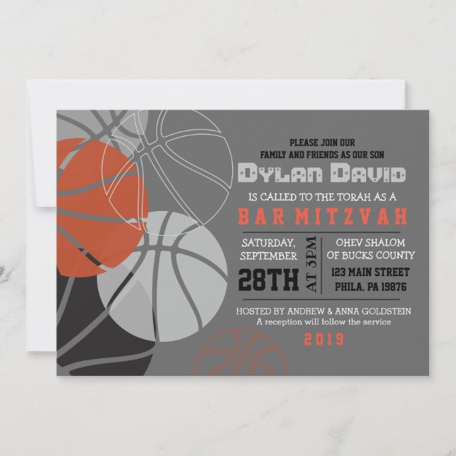 KALL BASKETpubMitzvah inbjudan (Framsida)