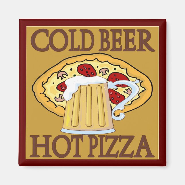 Kall Beer, Hett Pizza Tshirts Magnet (Framsidan)