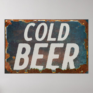 Kall BEER vintage- tecken rostliknande återskinn Poster