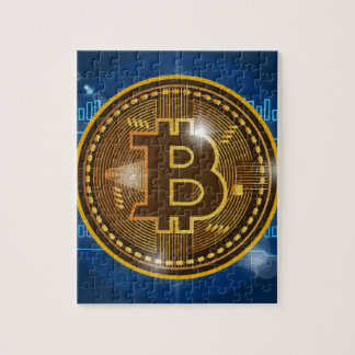 Kall Bitcoin logotyp och grafdesign Pussel