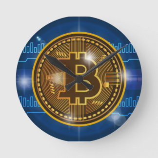 Kall Bitcoin logotyp och grafdesign Rund Klocka