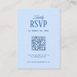 Kall Blå Bröllops-Rsvp Qr-kod Tilläggskort