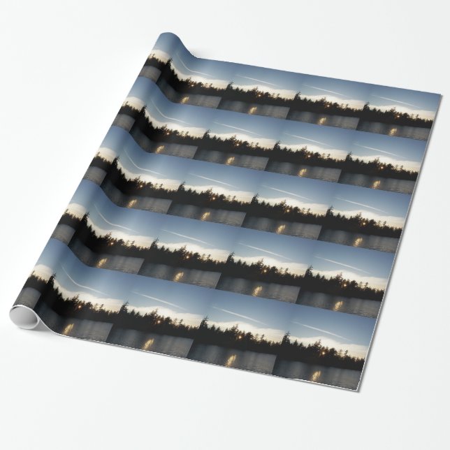 Kall blåttsolnedgång presentpapper (Utrullad)