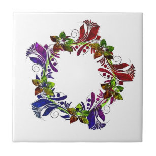 Kall blom- mångfärgad design kakelplatta