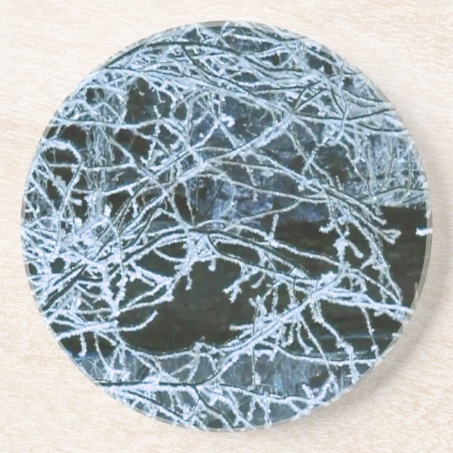 Kall Blue Isig Winter Grenar Vacker Underlägg (Framsidan)