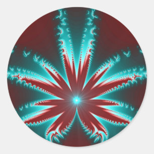 Kall Burn Fractal Sticker Runt Klistermärke