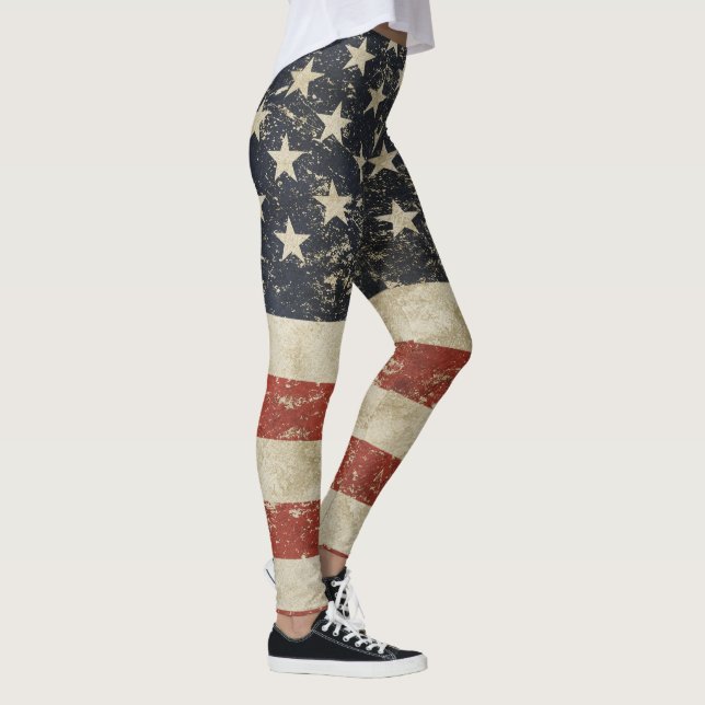 Kall damasker med vintageflagga av USA Leggings (Höger)