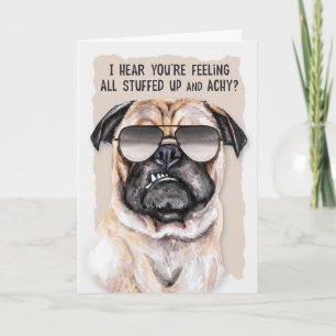 Kall- eller Flu Funny Pug Hund Get well Card Kort