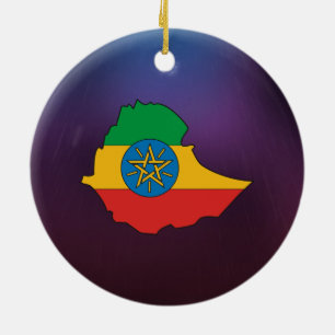 Kall ethiopia flaggakarta julgransprydnad keramik