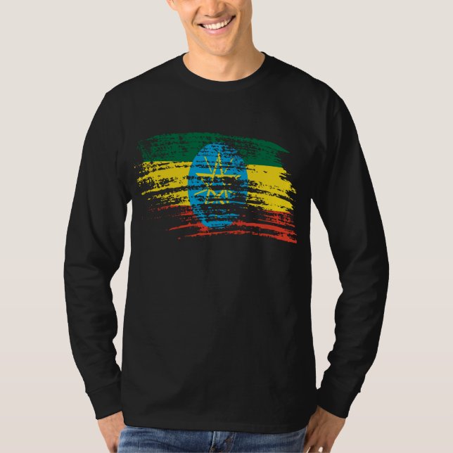 Kall etiopisk flaggadesign tee shirt (Framsida)