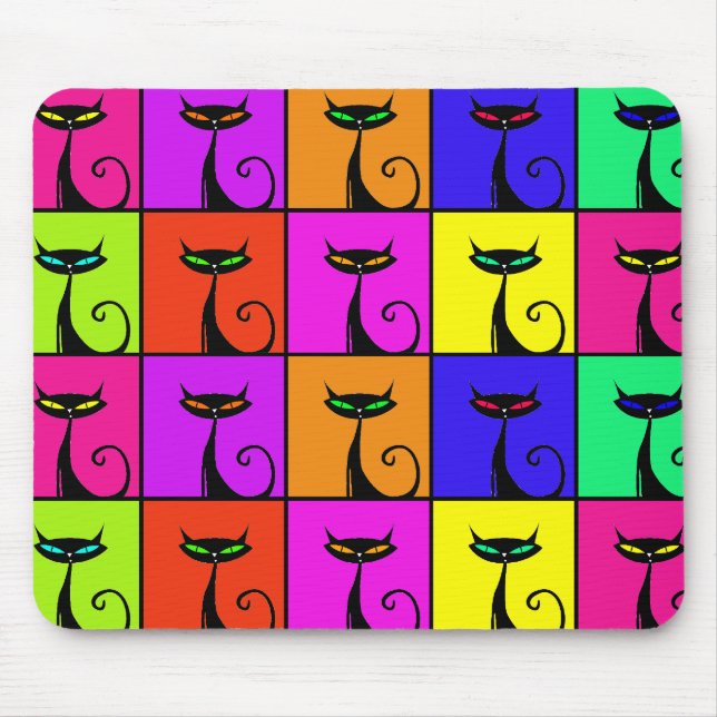 Kall färgrik kattungepopkonst musmatta (Framsidan)