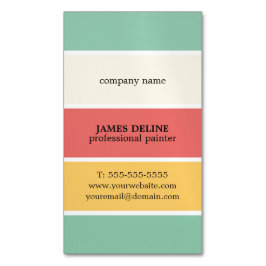 Kall färgrik randig yrkesmässig målare visitkortmagnet