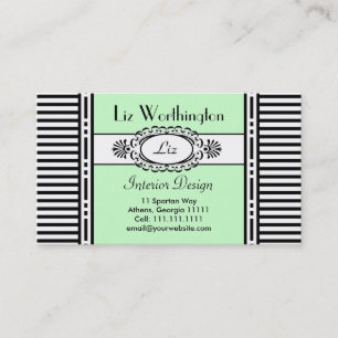 Kall grön damast- och randanpassade visitkort