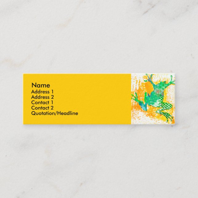 Kall grön grodadjurvattenfärg mini visitkort (Framsida)