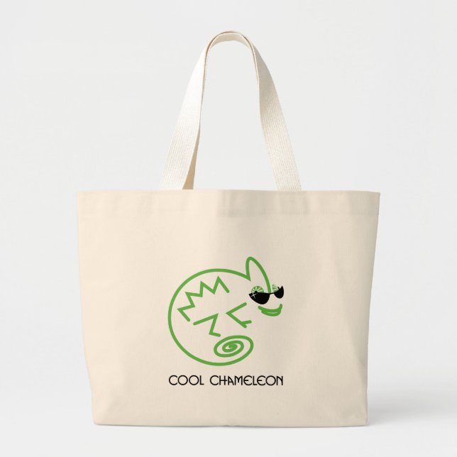 Kall grön kameleont jumbo tygkasse (Framsidan)