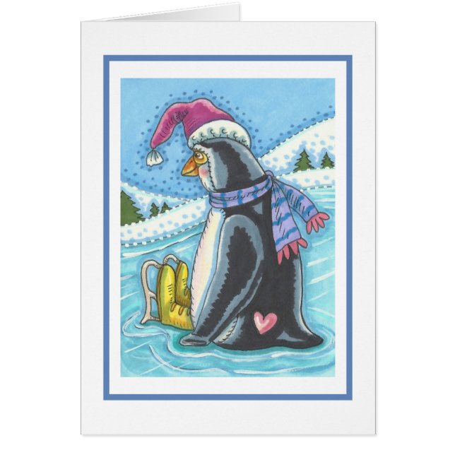 KALL GRUND WARM HEART PENGUIN GREETING CARD B OBS KORT (Framsidan)