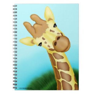 Kall gul giraff på blåttbakgrund anteckningsbok med spiral