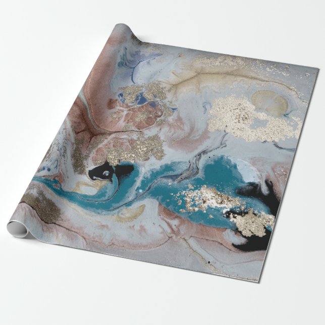 Kall Guld Marmorstruktur Presentpapper (Utrullad)