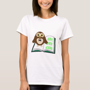 Kall gullig uggla med alfabetbokback to school tee shirt