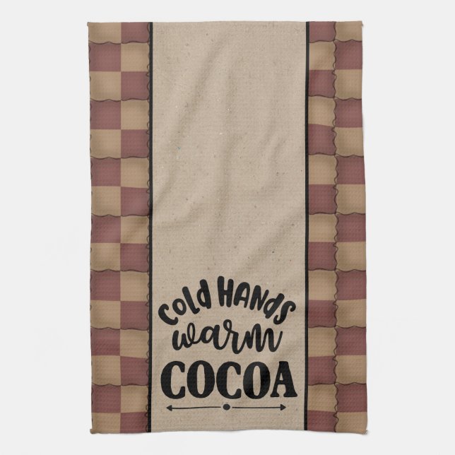 Kall Händer Warm Cocoa - Primitiv Stil Kökshandduk (Vertikal)